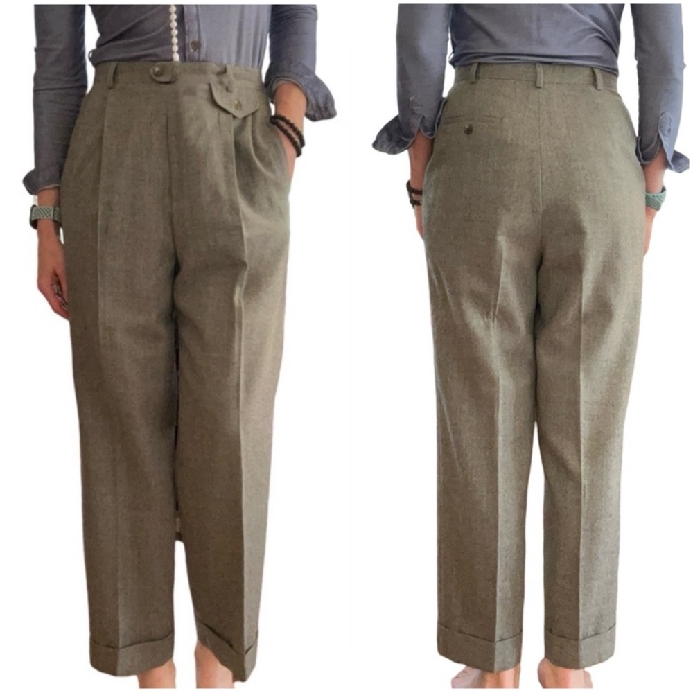 Vintage Ralph Lauren Gray Pleated Lined Worsted Wool Cuff Leg Pants Trousers 10